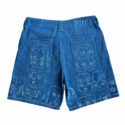 Pin Faces Jean Shorts