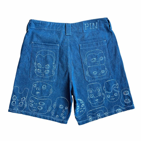Pin Faces Jean Shorts