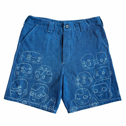 Pin Faces Jean Shorts