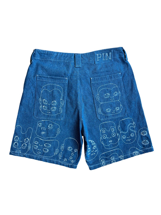 Pin Faces Jean Shorts